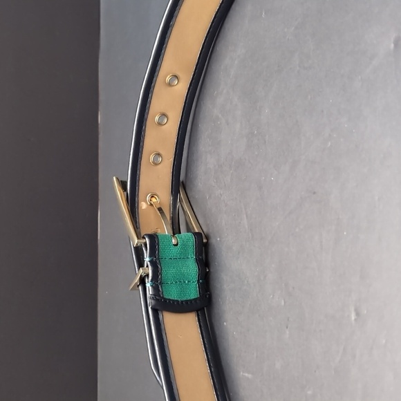 Talbots Women's Green/Blue Leather/Canvas Belt,Size L. - Picture 4 of 12